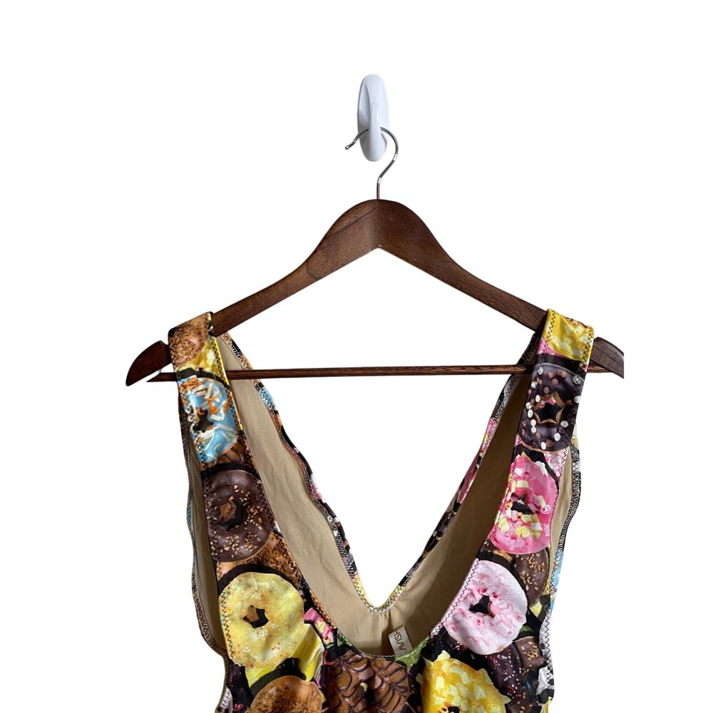 Ravish Sands Donuts One Piece Custom Bikini Plunge Neckline Womans Medium - Picture 3 of 9